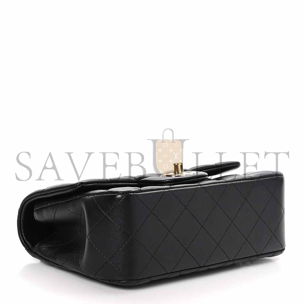 Ch*el lambskin quilted mini top handle rectangular flap black as2431 (20*14*7cm)
